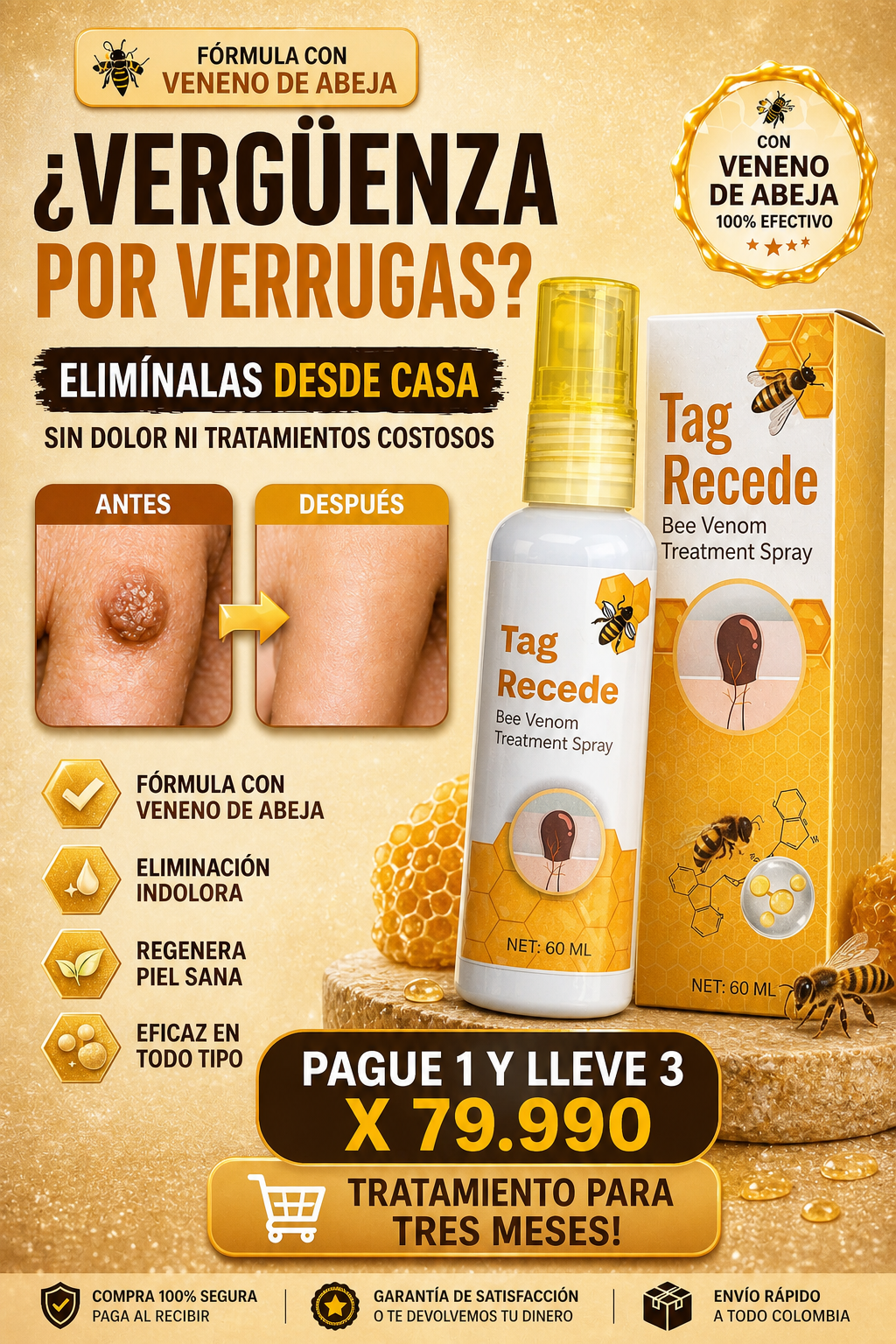 Tag Recede Spray para eliminar verrugas